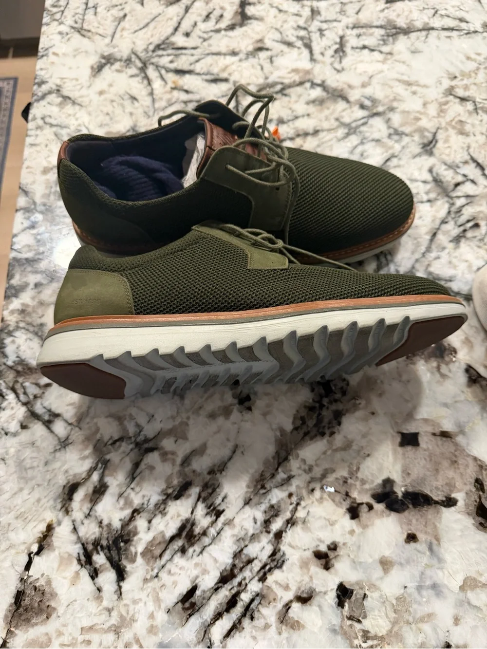 Johnston & Murphy Olive Green Mesh Chukka Boots with Brown Trim